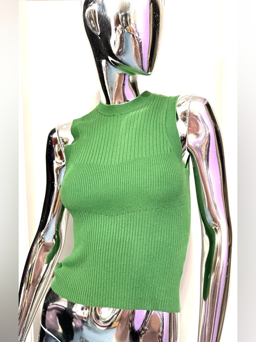 Dynamite Sleeveless Ribbed Tank in Deep Kelly Green